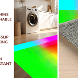 Ultra Soft Area Rug, Non Slip, Stain Resistant, Washable Area Rugs for Living Room, Bedroom, Playful Fuzzy Rainbow Wave Motif(Red)