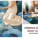 Ultra Soft Area Rug, Non Slip, Stain Resistant, Washable Area Rugs for Living Room, Bedroom, Nautical 3D Octopus Adventure Rug Runner Artistic Whale Trap Illusion(Blue)