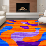 Ultra Soft Area Rug, Non Slip, Stain Resistant, Washable Area Rugs for Living Room, Bedroom, Radiant Retro Wave Composition(Orange)