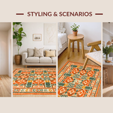 Ultra Soft Area Rug, Non Slip, Stain Resistant, Washable Area Rugs for Living Room, Bedroom, Artful Mid-Century Color Fusion(Orange)