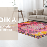 Ultra Soft Area Rug, Non Slip, Stain Resistant, Washable Area Rugs for Living Room, Bedroom, Rustic Textured Vintage Aesthetic(Pink)