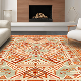 Ultra Soft Area Rug, Non Slip, Stain Resistant, Washable Area Rugs for Living Room, Bedroom, Bold Retro Ethnic Print(Orange)
