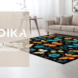 Ultra Soft Area Rug, Non Slip, Stain Resistant, Washable Area Rugs for Living Room, Bedroom, Vivid Butterfly Botanical Motif(Orange)
