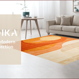 Ultra Soft Area Rug, Non Slip, Stain Resistant, Washable Area Rugs for Living Room, Bedroom, Vibrant Abstract Sun and Moon Motif(Orange)