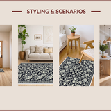 Ultra Soft Area Rug, Non Slip, Stain Resistant, Washable Area Rugs for Living Room, Bedroom, Reversible Plastic Straw(Black)