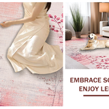 Blush Pink and Mauve Gradient with Abstract Floral Leaf Motifs(Beige)