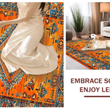 Ultra Soft Area Rug, Non Slip, Stain Resistant, Washable Area Rugs for Living Room, Bedroom, Trendy Bright Floral Geometry(Orange)