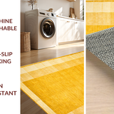 Ultra Soft Area Rug, Non Slip, Stain Resistant, Washable Area Rugs for Living Room, Bedroom, Sleek Contemporary Warm Palette(Gold)