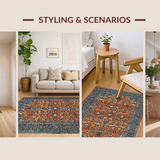 Ultra Soft Area Rug, Non Slip, Stain Resistant, Washable Area Rugs for Living Room, Bedroom, Timeless Blue and Brown Harmony(Brown)