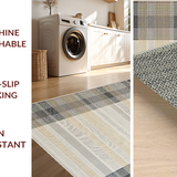 Ultra Soft Area Rug, Non Slip, Stain Resistant, Washable Area Rugs for Living Room, Bedroom, Chic Cozy Checkered Motif(Beige)