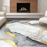 Ultra Soft Area Rug, Non Slip, Stain Resistant, Washable Area Rugs for Living Room, Bedroom, Luxurious Marbleized Textured Visual(White)
