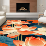 Ultra Soft Area Rug, Non Slip, Stain Resistant, Washable Area Rugs for Living Room, Bedroom, Eclectic Colorful Floral Display(Orange)