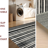 Ultra Soft Area Rug, Non Slip, Stain Resistant, Washable Area Rugs for Living Room, Bedroom, Elegant Safari Inspired Striped Floor Covering With Contemporary Art Design(Black)
