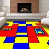Ultra Soft Area Rug, Non Slip, Stain Resistant, Washable Area Rugs for Living Room, Bedroom, Playful Bright Numbered Design(Yellow)