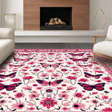 Ultra Soft Area Rug, Non Slip, Stain Resistant, Washable Area Rugs for Living Room, Bedroom, Vibrant Tropical Butterfly Pattern(Pink)