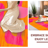 Ultra Soft Area Rug, Non Slip, Stain Resistant, Washable Area Rugs for Living Room, Bedroom, Lively Curvilinear Retro Pattern(Orange)