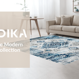 Ultra Soft Area Rug, Non Slip, Stain Resistant, Washable Area Rugs for Living Room, Bedroom, Artistic Vintage Floral Motif(Blue)