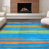Modern Multicolor Abstract Lines(Blue)