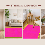Ultra Soft Area Rug, Non Slip, Stain Resistant, Washable Area Rugs for Living Room, Bedroom, Whimsical Eighties Geometric Flair(Pink)