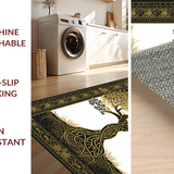 Ultra Soft Area Rug, Non Slip, Stain Resistant, Washable Area Rugs for Living Room, Bedroom, Contemporary Tree Silhouette Style(Gold)