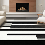 Ultra Soft Area Rug, Non Slip, Stain Resistant, Washable Area Rugs for Living Room, Bedroom, Chic Monochrome Striped Rug for Trendy Home Aesthetic(Black)