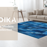 Ultra Soft Area Rug, Non Slip, Stain Resistant, Washable Area Rugs for Living Room, Bedroom, Elegant Bow Inspired Rug with Interlaced Blue Stripes and Soft Contoured Shapes(Blue)