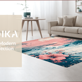 Ultra Soft Area Rug, Non Slip, Stain Resistant, Washable Area Rugs for Living Room, Bedroom, Machine Washable Floral Dining Room Accent Rug(Pink)