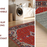 Ultra Soft Area Rug, Non Slip, Stain Resistant, Washable Area Rugs for Living Room, Bedroom, Chic Transitional Ethnic Textures(Red)