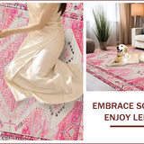 Ultra Soft Area Rug, Non Slip, Stain Resistant, Washable Area Rugs for Living Room, Bedroom, Modern Boho Abstract Patterns(Pink)