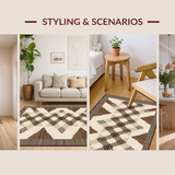 Ultra Soft Area Rug, Non Slip, Stain Resistant, Washable Area Rugs for Living Room, Bedroom, Sophisticated Checkerboard Visual Harmony(Beige)