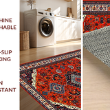 Ultra Soft Area Rug, Non Slip, Stain Resistant, Washable Area Rugs for Living Room, Bedroom, Artistic Distressed Geometric Fusion(Red)