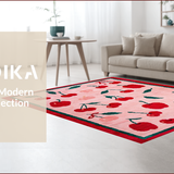 Ultra Soft Area Rug, Non Slip, Stain Resistant, Washable Area Rugs for Living Room, Bedroom, Feminine Fruit-Inspired Aesthetic(Pink)