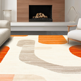 Ultra Soft Area Rug, Non Slip, Stain Resistant, Washable Area Rugs for Living Room, Bedroom, Stylish Symmetrical Orange Elements(Orange)