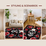 Ultra Soft Area Rug, Non Slip, Stain Resistant, Washable Area Rugs for Living Room, Bedroom, Elegant Red and Black Motif(Red)