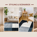 Ultra Soft Area Rug, Non Slip, Stain Resistant, Washable Area Rugs for Living Room, Bedroom, Rustic Textured Neutral Palette(Gray)