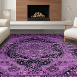 Ultra Soft Area Rug, Non Slip, Stain Resistant, Washable Area Rugs for Living Room, Bedroom, Artistic Abstract Medallion Design(Purple)