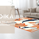 Ultra Soft Area Rug, Non Slip, Stain Resistant, Washable Area Rugs for Living Room, Bedroom, Vibrant Botanical Leaf Arrangement(Orange)