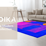 Ultra Soft Area Rug, Non Slip, Stain Resistant, Washable Area Rugs for Living Room, Bedroom, Artful Whimsical Curvilinear Shapes(Blue)
