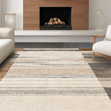 Ultra Soft Area Rug, Non Slip, Stain Resistant, Washable Area Rugs for Living Room, Bedroom, Chic Layered Design with Fringe(Beige)