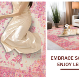 Ultra Soft Area Rug, Non Slip, Stain Resistant, Washable Area Rugs for Living Room, Bedroom, Luxurious Bold Floral Embellishments(Pink)