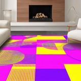 Ultra Soft Area Rug, Non Slip, Stain Resistant, Washable Area Rugs for Living Room, Bedroom, Funky Eighties Inspired Abstract Design(Yellow)