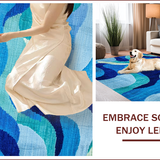Ultra Soft Area Rug, Non Slip, Stain Resistant, Washable Area Rugs for Living Room, Bedroom, Abstract Wave Design(Blue)