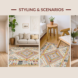 Ultra Soft Area Rug, Non Slip, Stain Resistant, Washable Area Rugs for Living Room, Bedroom, Warm Earthy Textured Weave(White)