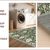 Ultra Soft Area Rug, Non Slip, Stain Resistant, Washable Area Rugs for Living Room, Bedroom, Elegant Rustic Leafy Design(Green)