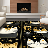 Ultra Soft Area Rug, Non Slip, Stain Resistant, Washable Area Rugs for Living Room, Bedroom, Stylish Cat Face Decorative Element(Black)