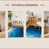 Ultra Soft Area Rug, Non Slip, Stain Resistant, Washable Area Rugs for Living Room, Bedroom, Enchanting Radiant Starry Scene(Blue)