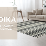 Ultra Soft Area Rug, Non Slip, Stain Resistant, Washable Area Rugs for Living Room, Bedroom, Midnight Echo: Black & White Abstract Striped Rug Design(Black)