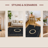 Ultra Soft Area Rug, Non Slip, Stain Resistant, Washable Area Rugs for Living Room, Bedroom, Trendy Circular Artful Pattern(Black)