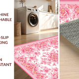 Ultra Soft Area Rug, Non Slip, Stain Resistant, Washable Area Rugs for Living Room, Bedroom, Charming Floral Pom Pom Delight(Pink)