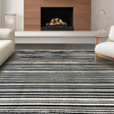 Ultra Soft Area Rug, Non Slip, Stain Resistant, Washable Area Rugs for Living Room, Bedroom, Black White Striped Rug, Contemporary Design(Black)